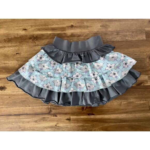 NWT Matilda Jane Heart Soul Pride Blue Gray Floral Nina Knit Tiered Ruffle Skirt - Picture 3 of 7